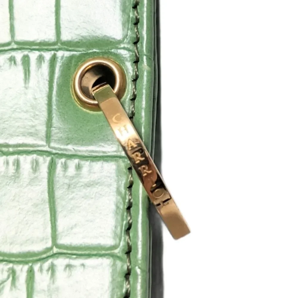 CHARRIOL Green Croc Embossed Tote Bag